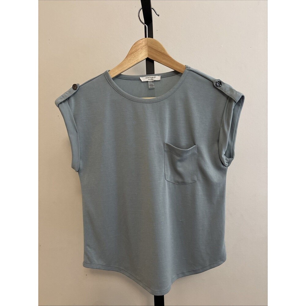 Cable & Gauge Shirt Womens Short Sleeve Pocket Top Stretch S / P
